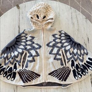 Rare H&M Hooded Knit Owl Poncho